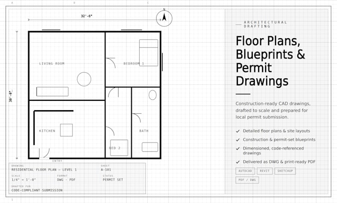 draft architectural floor plans, blueprints, and construction permit drawings