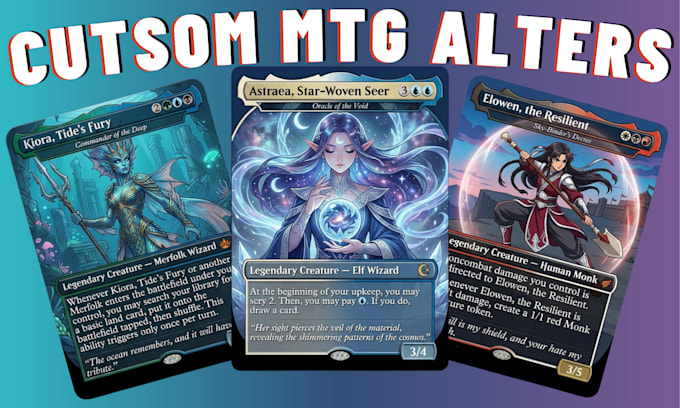 create custom mtg card alter tcg illustration edh commander anime mtg fan art