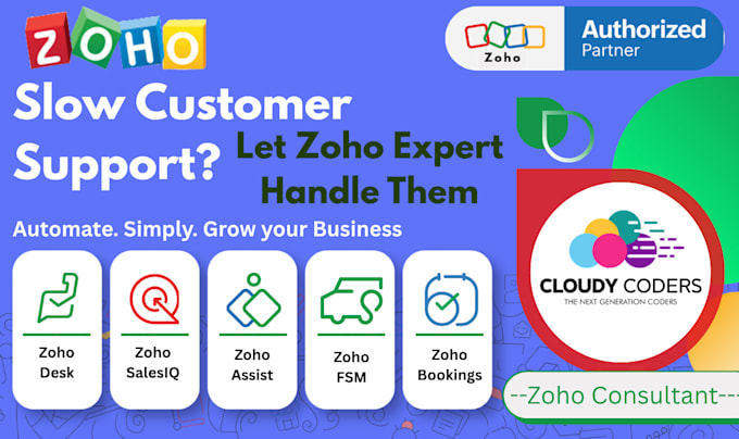 set up zoho desk, salesiq, and bookings for customer support