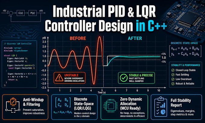 develop custom pid and lqr control algorithms in cpp
