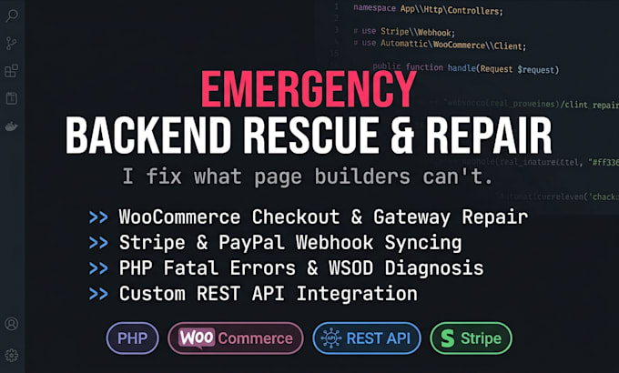 fix woocommerce checkout, stripe webhooks, or PHP errors