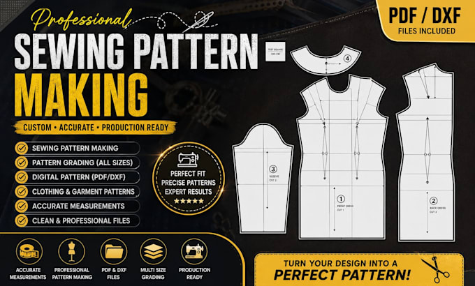 create professional sewing patterns, garment pattern, pattern grading in pdf dxf