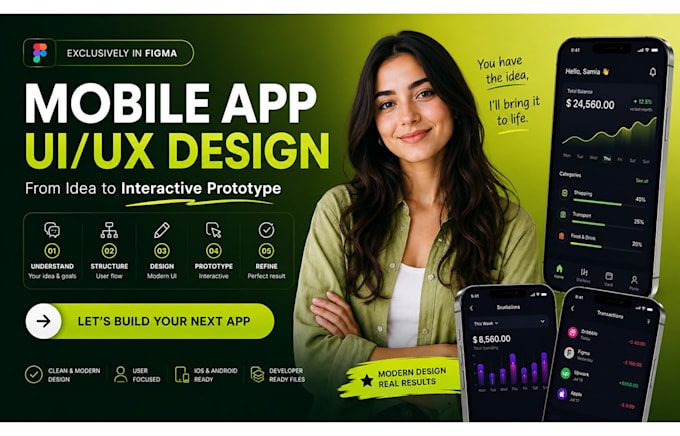 do a modern mobile app UI UX design in figma