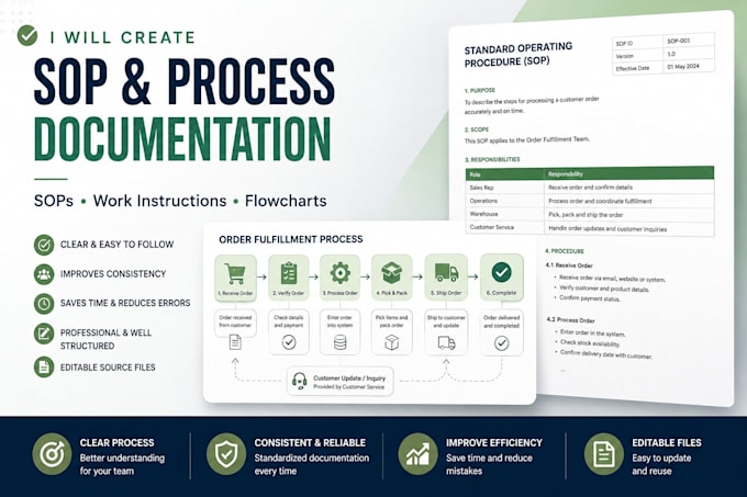 create sops, work instructions and process flowcharts