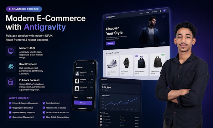 build a premium full stack website with stunning UI and antigravity