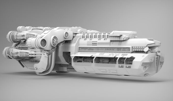 create 3d game assets, spaceship model, hard surface for your game or animation