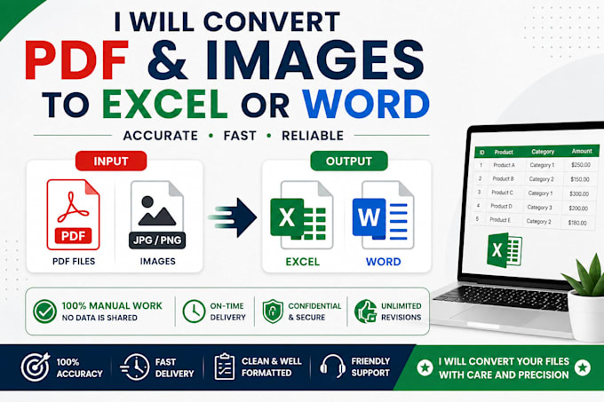 convert PDF or images to excel or word