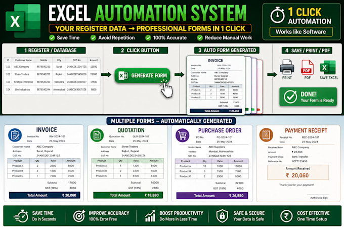 create an automated excel system with buttons forms