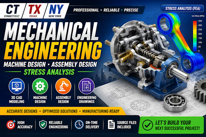 ct tx ny mechanical engineering machine design assembly design stress analysis