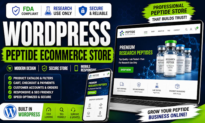 build fda compliant peptide ecommerce store in wordpress