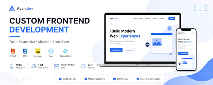build custom frontend website using react or html CSS