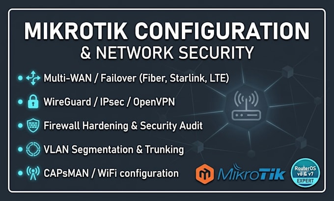 configure mikrotik router, multi wan failover, VPN, and firewall