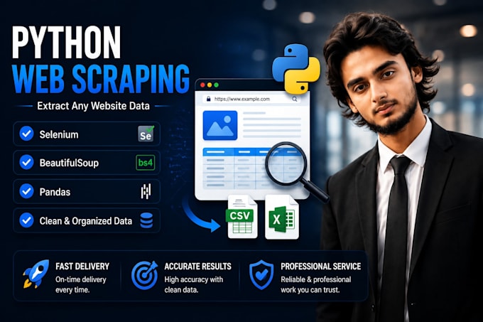 do python web scraping with bs4 and selenium export to excel and CSV