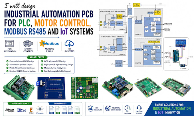 design industrial automation pcb for plc motor control modbus rs485  iot system