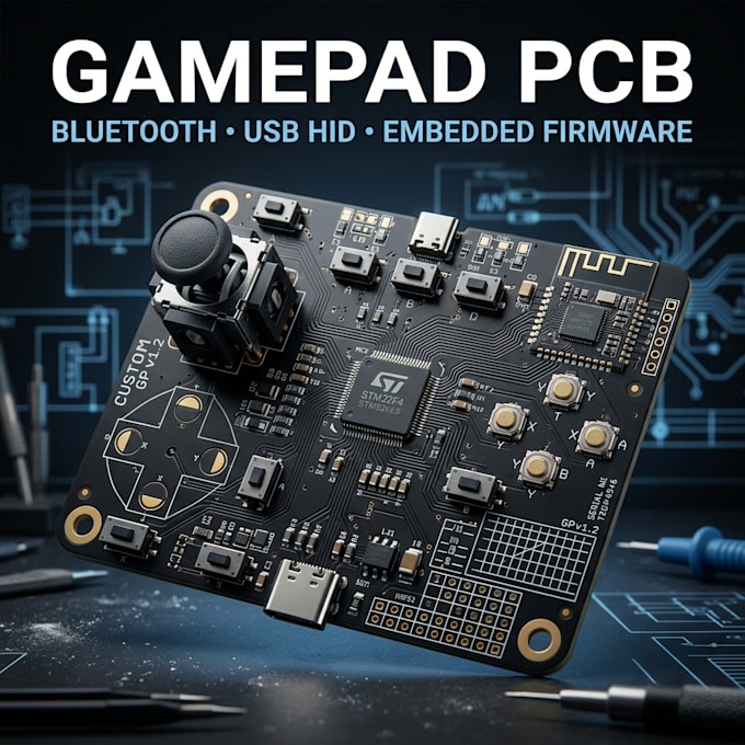 design gamepad pcb, bluetooth pcb, usb hid and embedded firmware
