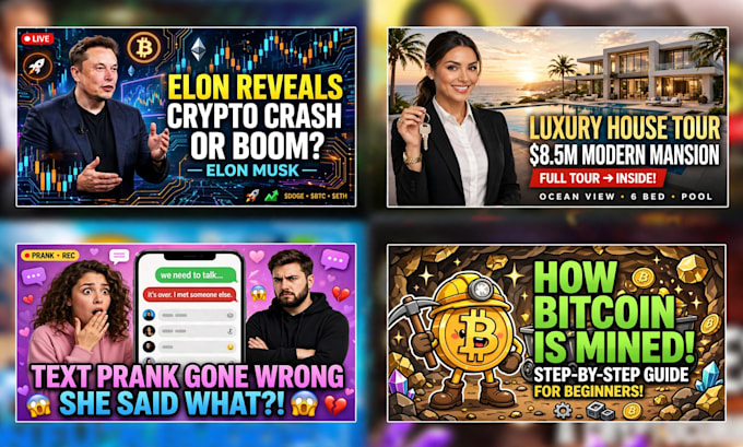 design 3 professional youtube thumbnails
