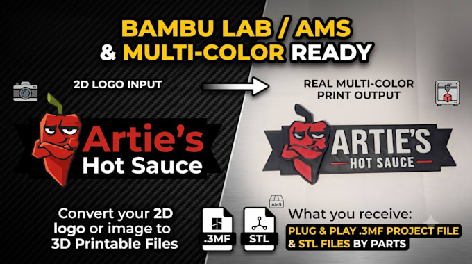 convert your logo into a multi color 3d print file for bambu lab ams