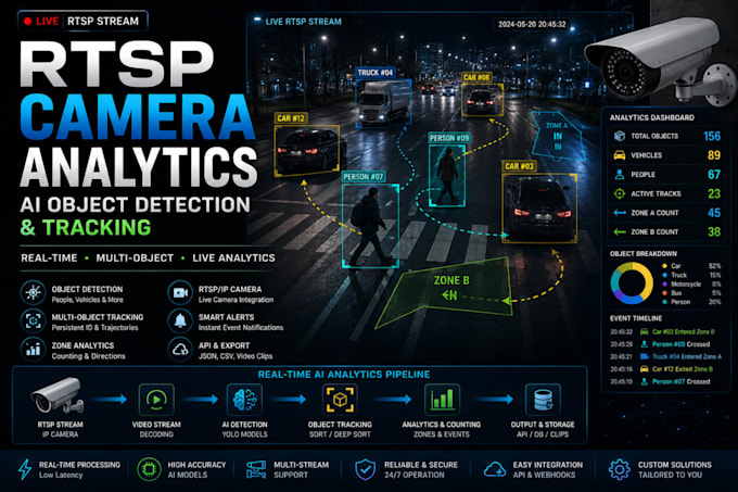build rtsp camera analytics with ai object detection and tracking