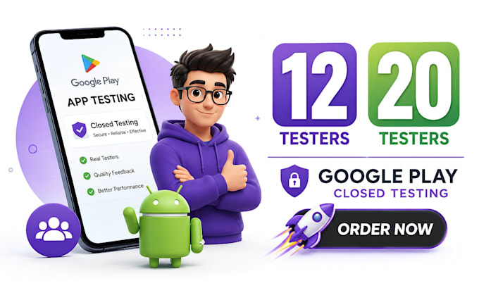 provide 12 testers 20 testers 12 app testers google play 20 testers