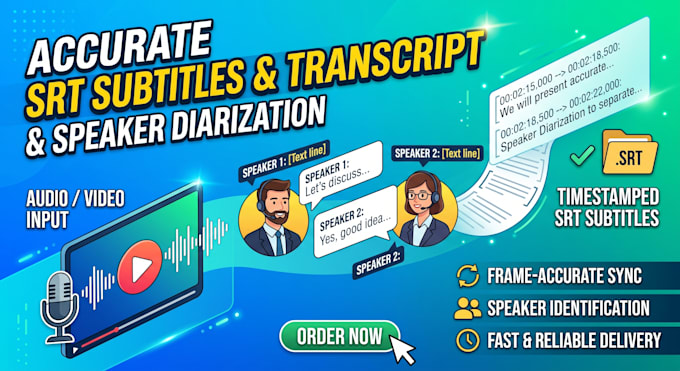 generate accurate srt files and speaker diarized transcripts