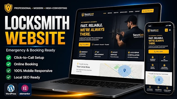 design a locksmith handyman website landing page with booking