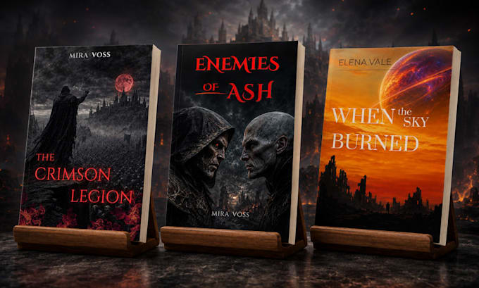 design a dark fantasy sci fi or dystopian book cover