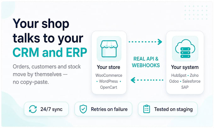 integrate your wordpress or woocommerce store with your crm or erp