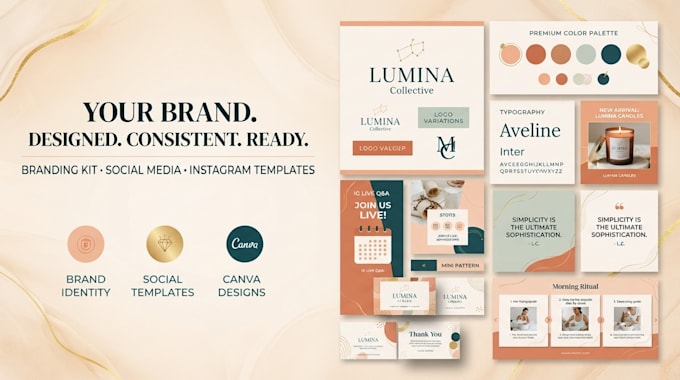 design canva branding kit on canva, social media template, instagram post