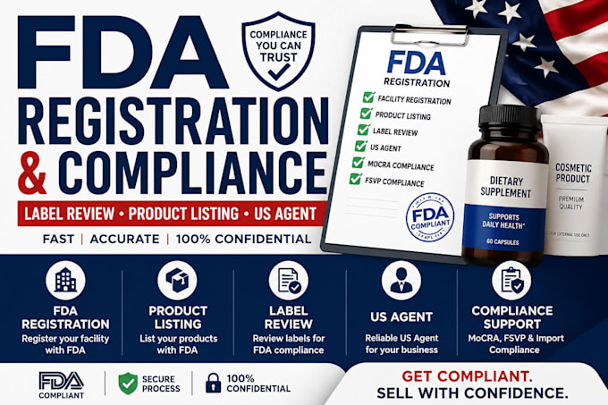 fda registration, fda compliance, label review and US agent