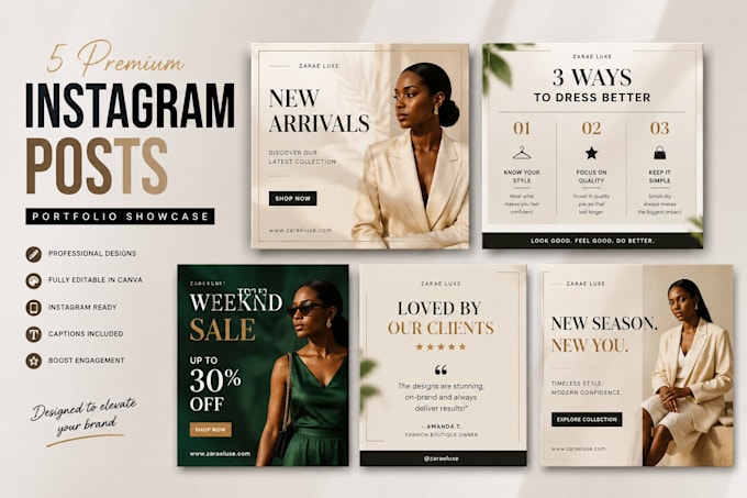 create 5 canva instagram posts for your business