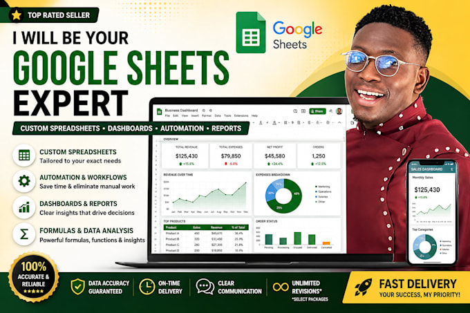custom spreadsheets, automation, dashboards, formulas and business workflows