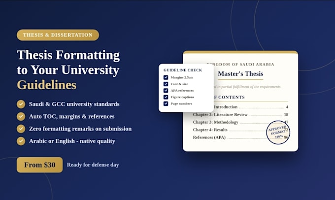 format your thesis or dissertation to your university guidelines
