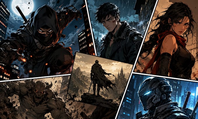 create comic book illustrations, comic panels and webtoon art