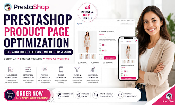 prestashop product page optimization ux attribute features mobile conversion