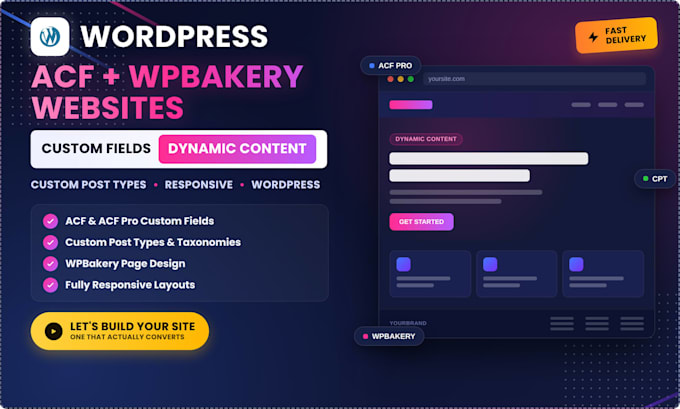 build or customize a wordpress website with acf, acf pro and wpbakery