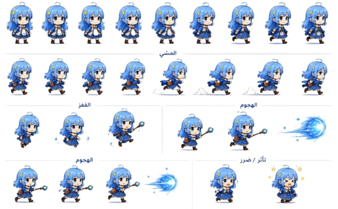 create anime pixel art character or beast sprite for your game