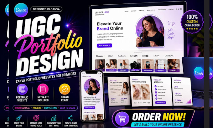 design a ugc portfolio website in canva for creators