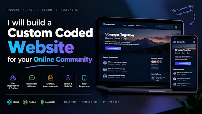 build a custom coded website for your online community