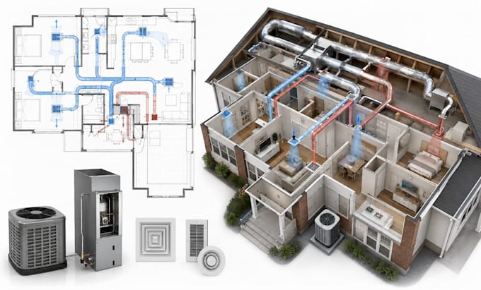do manual j calculation, manual d duct design and hvac permit plans