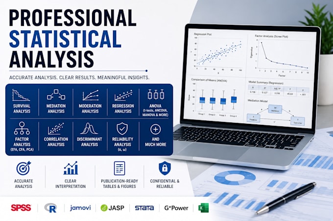 do statistical data analysis in r, spss, jasp, stata, jamovi