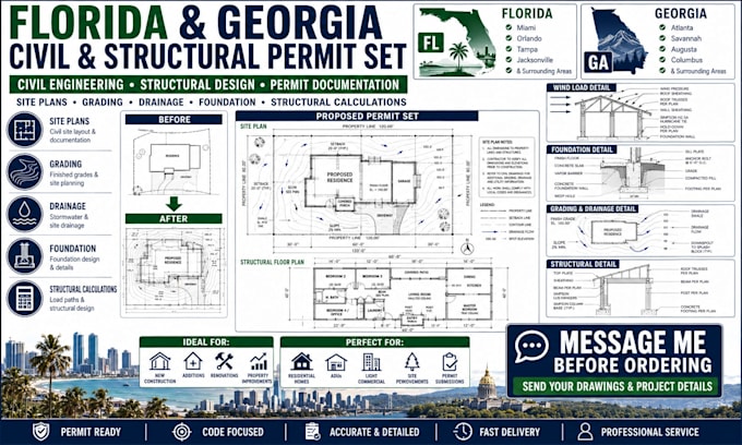 create florida and georgia civil structural permit plans