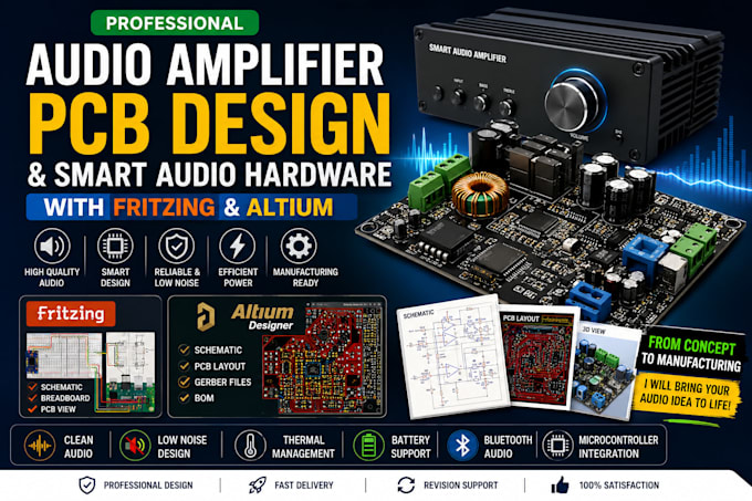 design audio amplifier pcb, smart audio hardware, and electronics using altium