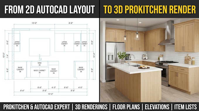 design 3d kitchen layout and cabinetry using pro kitchen and autocad