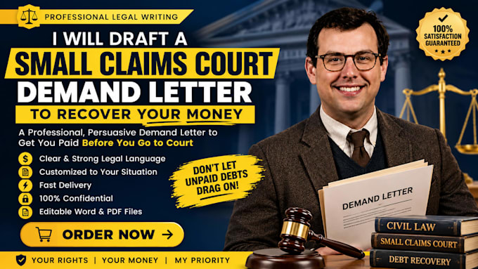 draft a small claims demand letter to recover money
