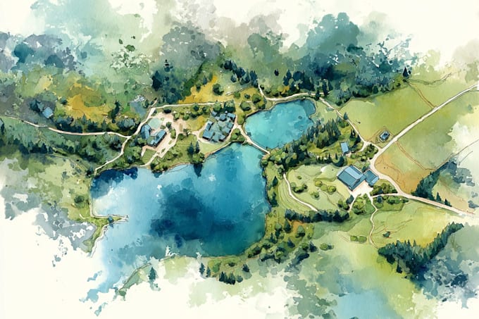 illustrate custom digital watercolor site map