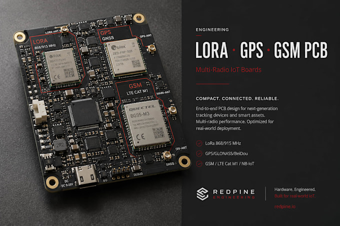 design lora gps GSM gnss iot pcb with rf antenna