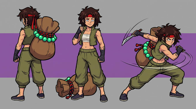 design custom 2d fighting game sprite sheets for unity and mugen
