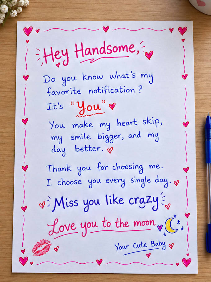write romantic handwritten love letters for your partner