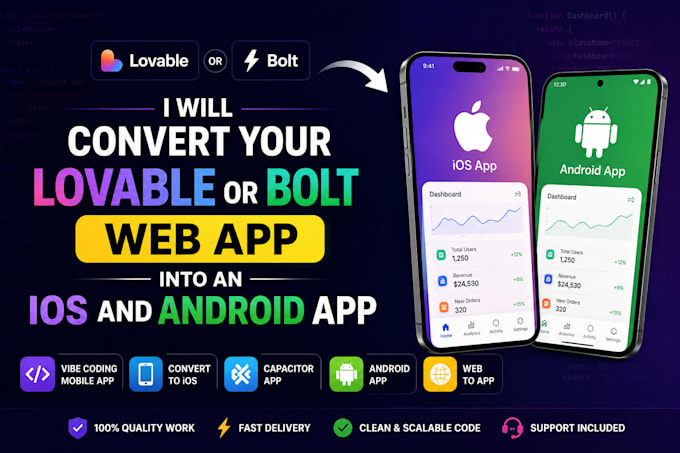 convert lovable or bolt web app into an ios and android app