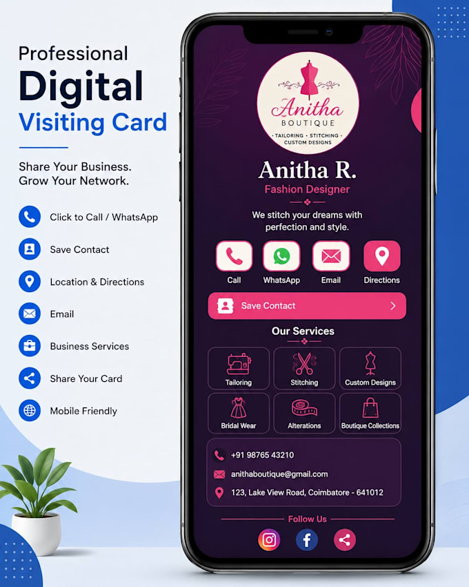 create a professional digital visiting card